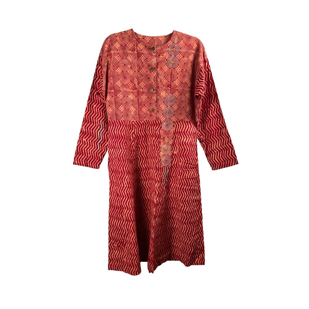 Marketplace By Arpan Handmade Indian Cotton Embroidered Tunic Dress Size Small
